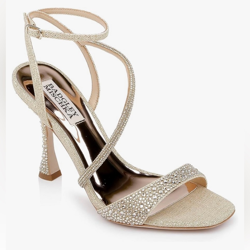 Badgley Mischka Sally Women's Rhinestone Satin Heel Sandals Size 7